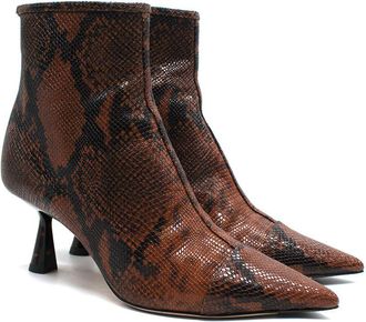 Jimmy Choo London Brown Snake Print Kix Ankle Boots Size 37.5