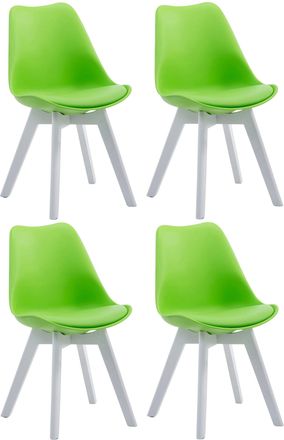 Clp Clp - Set De 4 Sillas De Comedor Borneo En Polipiel Verde Blanco