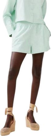 French Connection Woven Shirting Shorts In Subtle Green