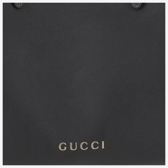 Gucci Womens Medium Gg Emblem Shopping Bag Black Leather Handbags Hand