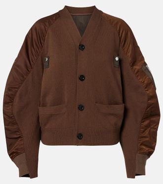 sacai Cardigan in misto cotone e twill