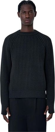 Junya Watanabe Ribgebreide Trui - Heren - Ronde hals truien - Zwart - L - Wol - Truien & Vesten