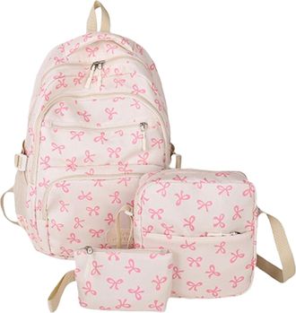 Generic 3pcs Bow Backpack Set, Preppy & Shoulder Bag Handbags, Bowknot Lightweight Kids Bookbag For Teen, College, Primary And Secondary