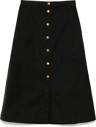 Moncler Gonna midi con bottoni - Nero