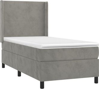 vidaXL Cama Box Spring Colch&oacute;n Y Led Terciopelo Gris Claro 90x200 Cm Vidaxl
