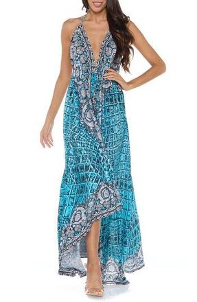 Ranee&rsquo;s Halter Neck Dress in Teal Blue at Nordstrom Rack