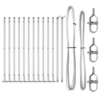Berkfield Home Fence Posts Kit Set of 13 Silver Galvanised steel