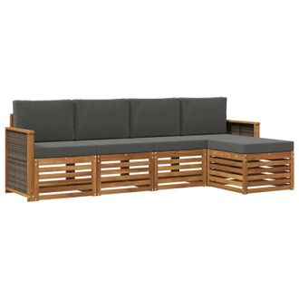 vidaXL Conjunto De Sof&aacute;s De Exterior 5 Pcs Natural Y Antracita Vidaxl
