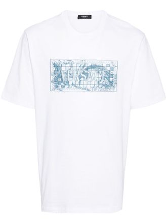 Versace T-shirt met geborduurd logo - Wit
