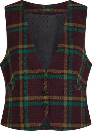 King Louie Cissy Gilet Vera Check - Dames - Jassen - Veelkleurig - Maat: M Viscose