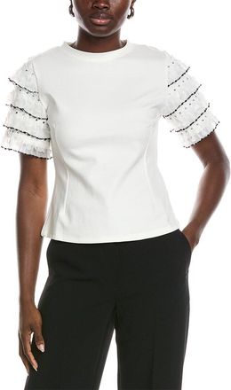 Gracia Round Neckline Tiered Short Sleeve Top