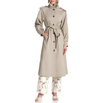 Avec Les Filles Funnel Neck Trench Coat in Sage at Nordstrom, Size X-Large