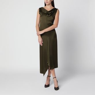 Victoria Beckham Abito midi verde in satin di viscosa