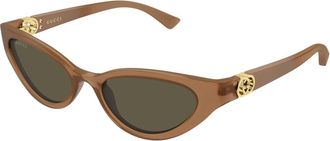 Gucci Cat Eye Zonnebril - Dames - Zonnebrillen - Bruin - 52 MM - Accessoires