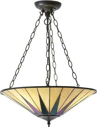 Loops Tiffany Glass Hanging Ceiling Pendant Light Dark Bronze 3 Lamp Shade i00096