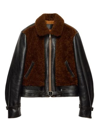 Prada shearling leather jacket - men - Leather/Sheepskin - 60 - Brown
