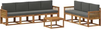vidaXL Conjunto De Sof&aacute;s De Exterior 8 Uds. Natural Y Antracita Vidaxl