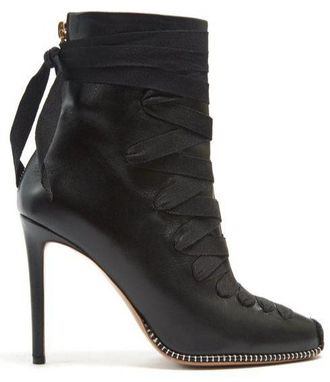Altuzarra Black Lace-up Leather Ankle Boots Size 40