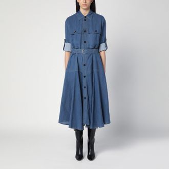 Bottega Veneta Blue linen-blend chemise dress