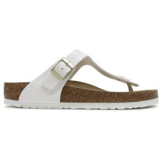 Birkenstock Gizeh Birko-Flor Patent Unisex Toe Post Sandals - White - Size:UK 5