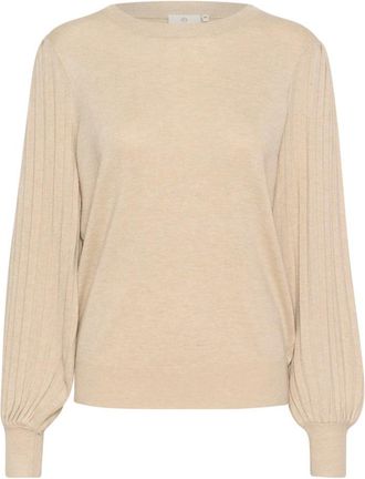 Kaffe KAlone Knit Pullover - Dames - Ronde hals truien - Beige - XL - Truien & Vesten