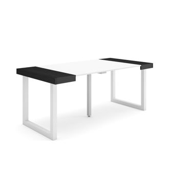 Skraut Home Mesa Consola Extensible, Mesa Comedor Plegable, 180, Para 8 Comensales, Patas Madera Maciza, Estilo Moderno, Blanco Y Negro - Skraut Home