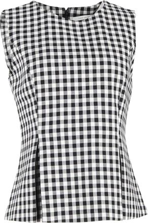 Diane Von Fürstenberg Diane Von Furstenberg Gingham Peplum Top in Black and White Polyester