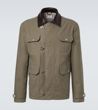 Brunello Cucinelli Chaqueta en mezcla de algod&oacute;n con piel