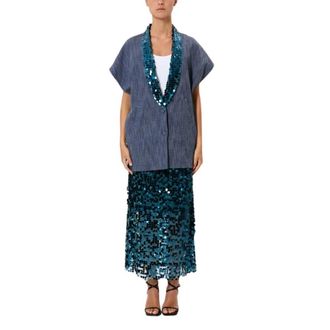 Pink Memories Maxi Rok - Dames - Maxi Rokken - Blauw - XL - Rokken