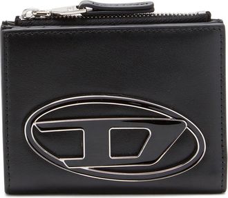 Diesel Small leather wallet with logo plaque - Small Wallets - Woman - Black