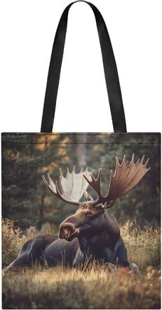Generic Canadian Moose in Forests Womens Tote Casual Shopping Bag Lightweight Shoulder Bags Hobos Handbag for Work Travel Daily 35x40cm
