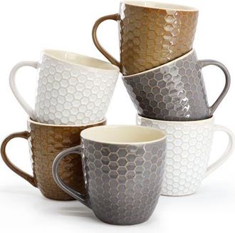 Elama Honeycomb 6-Piece 15 oz. Mug Set in White at Nordstrom