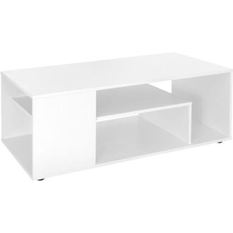 ML Design ML-Design Tavolino da Caff&egrave; per Salotto 110 x 50 x 41 cm con Ripiani Tavolo da Divano Moderno con Spazio di Stoccaggio in Truciolato Rivestito Bianco