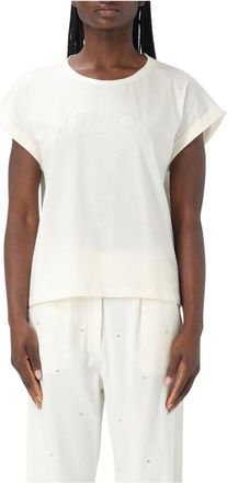 Liu Jo T-Shirts, female, White, XS, Embroidered Logo Tee
