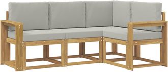vidaXL Conjunto De Sof&aacute;s De Exterior 4 Uds. Blanco Y Gris Claro Vidaxl