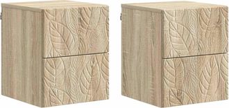 vidaXL Mesita De Noche De Pared 2 Uds. Roble Sonoma 34,5 X 33 X 40 Cm Vidaxl