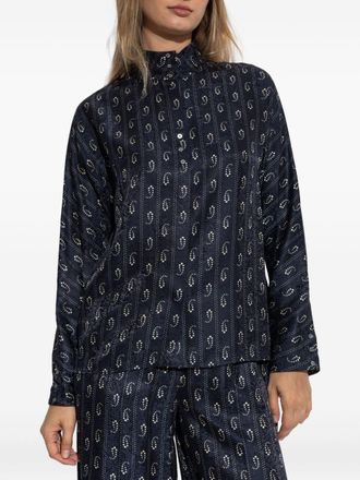 Tory Burch Tory Burch Womens Jacquard Silk Shirt - Dark Blue - Size 8 UK