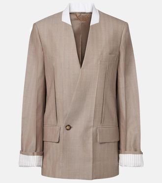 Victoria Beckham Herringbone virgin wool blazer