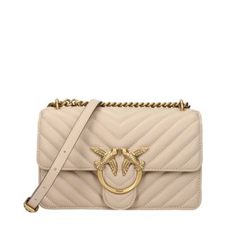 Pinko Pinko Love One Umh&auml;ngetasche Damen Beige Leder