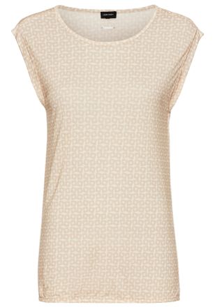 Laura Scott T-Shirt LAURA SCOTT, Damen, Gr. 44, beige (beige, wei&szlig;), Single Jersey, Obermaterial: 100% Viskose, gemustert, figurumspielend h&uuml;ftlang, Rundhals, Shi