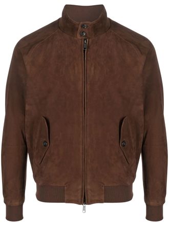 Baracuta Panelled Suede G9 Harrington Jacket with Classic Stand Collar
