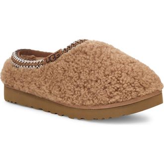 UGG Tasman Maxi Curly Genuine Shearling Slipper in Chestnut at Nordstrom Rack, Size 11