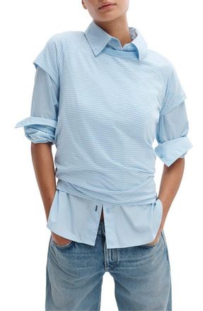 Rag & Bone The Slub Stripe T-Shirt in Periwinkle White Blue Multi at Nordstrom, Size X-Small