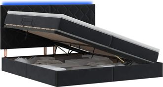 vidaXL Cama De Almacenamiento Led Con Colch&oacute;n Negro 200 X 200 Cm Vidaxl