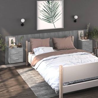 vidaXL Mesita De Noche De Pared 2 Unidades Color Gris Sonoma Vidaxl