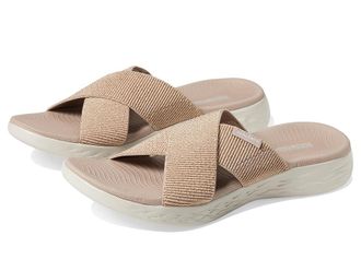 Skechers On-The-Go 600 - Glistening Womens Sandals Rose Gold : 10 B - Medium, Textile
