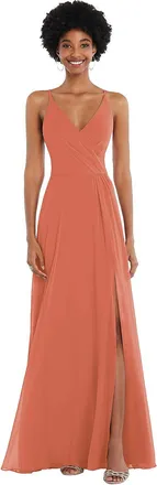 After Six Faux Wrap Criss Cross Back Maxi Dress with Adjustable Straps