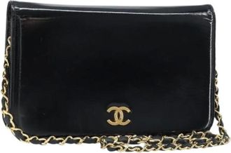 Chanel Pre-owned Shoulder Bags, female, Black, Size: ONE SIZE Pre-owned Vintage Patent Shoulder Bag