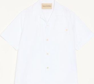 Valentino Camicia da bowling Valentino in popeline di cotone con VGold Uomo BIANCO 44