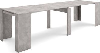 Skraut Home Mesa Consola Extensible, Mesa Comedor Plegable, 300, Para 14 Comensales, Comedor Y Cocina, Estilo Moderno, Cemento - Skraut Home